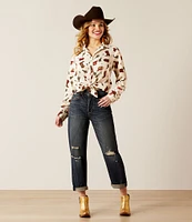 Ariat Homestyle Western Cowgirl Spread Collar Long Sleeve Button Down Shirt