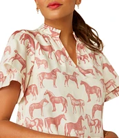 Ariat Iffley V-Neck Tiered Short Sleeve Poplin Shift Dress