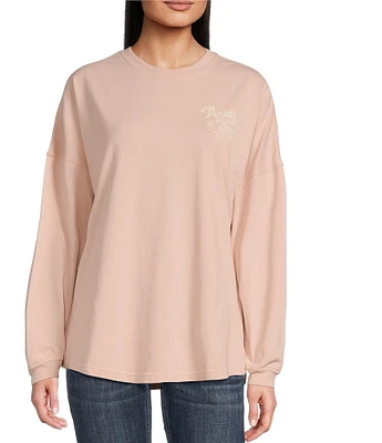 Ariat Jersey Knit Canvas Oversized Crew Neck Long Sleeve T-Shirt