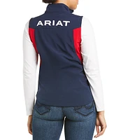 Ariat New Team Logo Soft Shell Stand Collar Sleeveless Color Block Vest