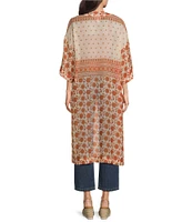 Ariat Paige Georgette Mix Print 3/4 Sleeve Sheer Duster