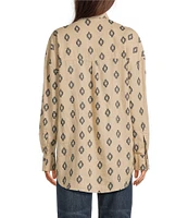 Ariat Poppy Summer Southwestern Print Linen Blend Oversized Long Sleeve Overshirt