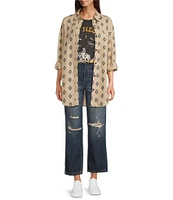 Ariat Poppy Summer Southwestern Print Linen Blend Oversized Long Sleeve Overshirt