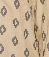 Ariat Poppy Summer Southwestern Print Linen Blend Oversized Long Sleeve Overshirt