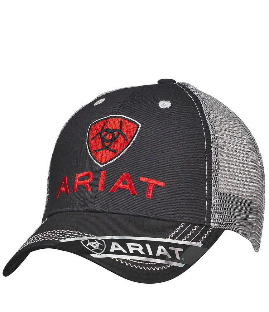 Ariat Red Shield Embroidered Logo Mesh Velcro Back Hat