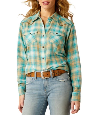 Ariat Roping Plaid Long Sleeve Snap Front Shirt