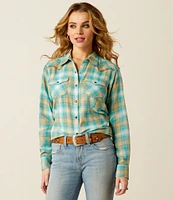 Ariat Roping Plaid Long Sleeve Snap Front Shirt