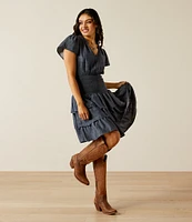 Ariat Stellar Smocked Ruffle Tiered Chambray Dress