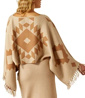 Ariat Sunset Chic Southwestern Geometric Knit Boat Neck Long Sleeve Poncho