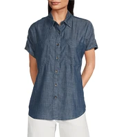 Ariat Vacation Chambray Camp Point Collar Short Sleeve Front Button Shirt