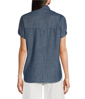 Ariat Vacation Chambray Camp Point Collar Short Sleeve Front Button Shirt