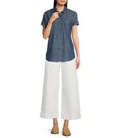 Ariat Vacation Chambray Camp Point Collar Short Sleeve Front Button Shirt