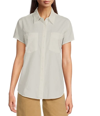 Ariat Vacation Cotton Camp Boxy Point Collar Short Sleeve Front Button Shirt