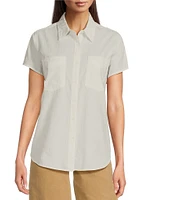 Ariat Vacation Cotton Camp Boxy Point Collar Short Sleeve Front Button Shirt