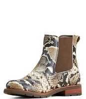 Ariat Wexford Snake Print Leather Chelsea Booties