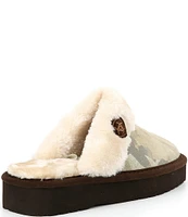 Ariat Women's Jackie Square Toe Faux Fur Glitter Suede Camo Slippers