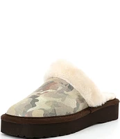 Ariat Women's Jackie Square Toe Faux Fur Glitter Suede Camo Slippers