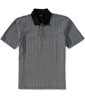 Armani Exchange Allover Logo Print Stretch Short Sleeve Polo Shirt