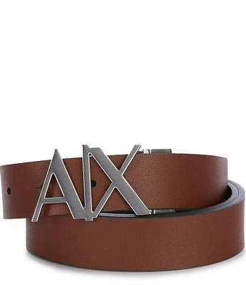 Armani Exchange AX Buckle 1.2#double; Reversible Leather Belt