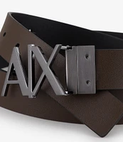 Armani Exchange AX Buckle 1.2#double; Reversible Leather Belt