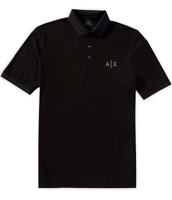 Armani Exchange Black and Gold Short Sleeve Polo Shirt