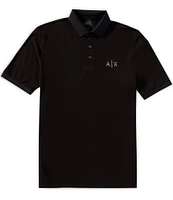 Armani Exchange Black and Gold Short Sleeve Polo Shirt