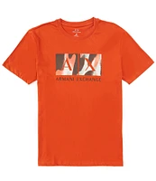 Armani Exchange Camo Box Logo Graphic Short Sleeve T-Shirt