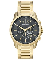 Armani Exchange Men's Chronograph Gold-Tone Black Dial Stainless Steel Watch