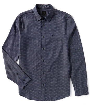 Armani Exchange Allover Dot Print Long Sleeve Woven Shirt