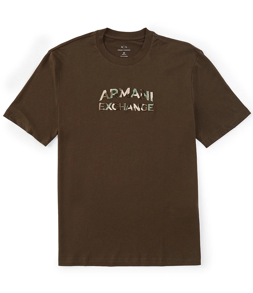 Armani Exchange Embroidered Camo Logo Short Sleeve T-Shirt