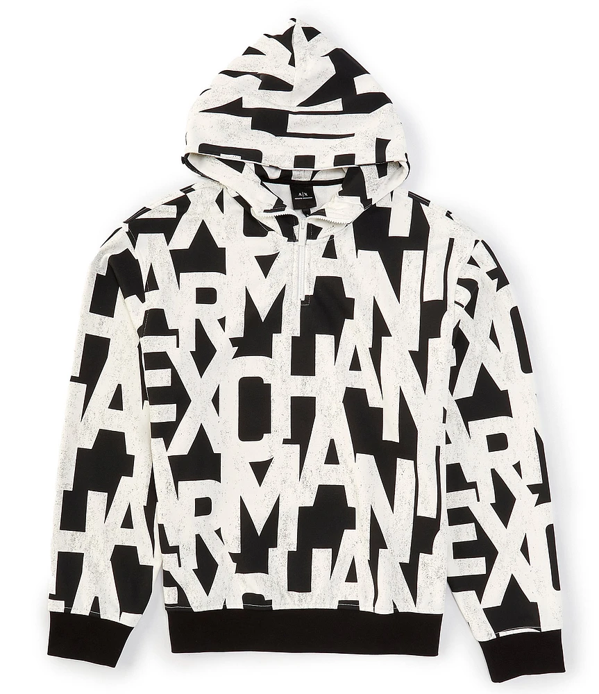 Armani Exchange Graffiti Logo Print Fleece Hoodie