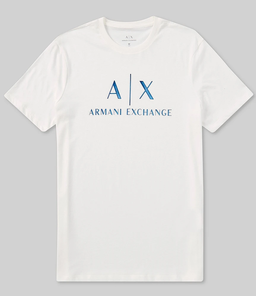 Armani Exchange Slim-Fit Iridescent Corporate Logo Short Sleeve T-Shirt