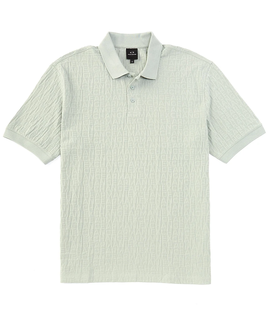 Armani Exchange Jacquard Mercerized Short Sleeve Polo Shirt