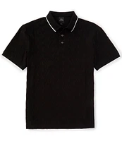 Armani Exchange Logo Print Jacquard Short Sleeve Polo Shirt