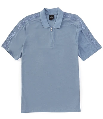 Armani Exchange Logo Tape Quarter-Zip Short Sleeve Polo Shirt