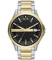 Armani Exchange Men's 46mm Hampton Three-Hand Date Two-Tone Stainless Steel Watch