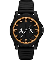 Armani Exchange Men's Banks Rd. Three-Hand Black Silicone Strap Watch