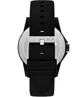 Armani Exchange Men's Banks Rd. Three-Hand Black Silicone Strap Watch