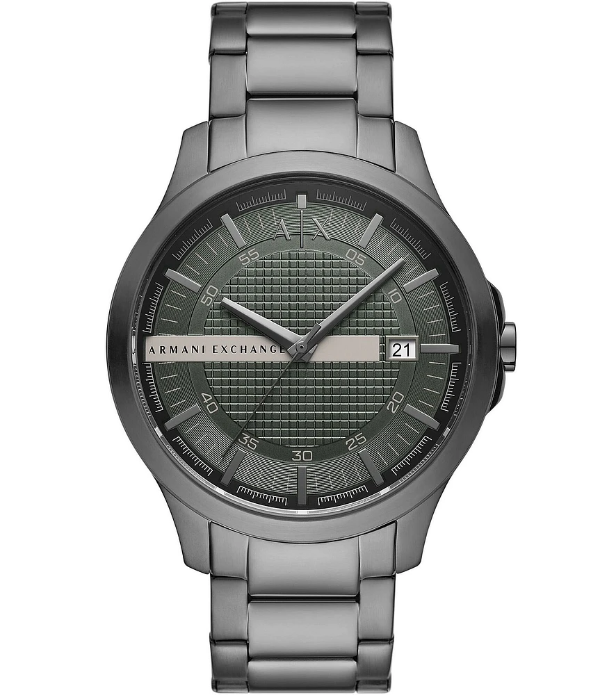 Armani Exchange Men's Hampton Three Hand Gunmetal Stainless Steel Bracelet Watch