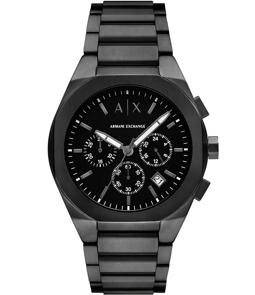 Armani Exchange Men's Rafael Chronograph Black-Tone Stainless Steel Bracelet Watch