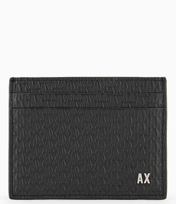 Armani Exchange Micro #double;AX#double; Embossed Bovine Leather Credit Card Case