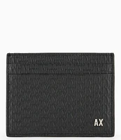 Armani Exchange Micro #double;AX#double; Embossed Bovine Leather Credit Card Case