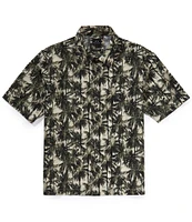 Armani Exchange Palm Tree Print Short Sleeve Woven Shirt