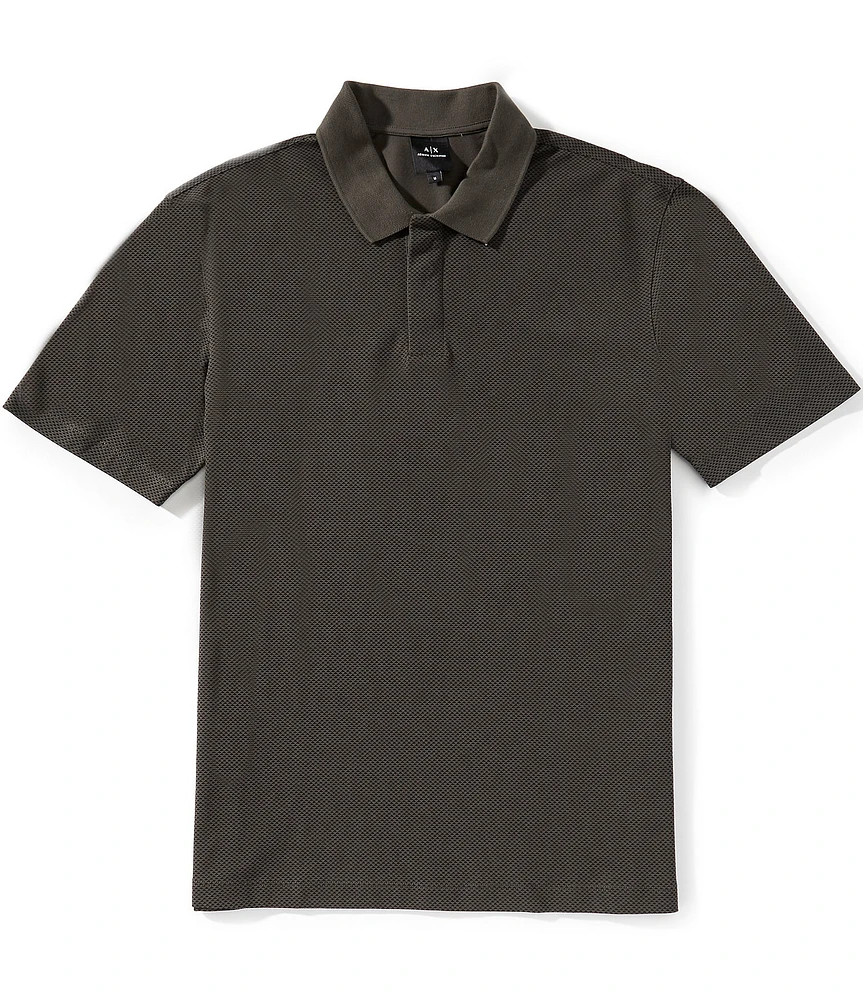 Armani Exchange Pyramid Print Stretch Short Sleeve Polo Shirt