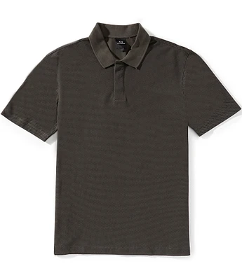 Armani Exchange Pyramid Print Stretch Short Sleeve Polo Shirt