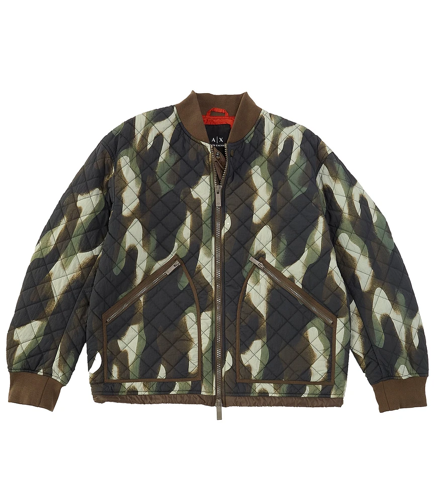 Armani Exchange Quilted Camo Bomber Jacket