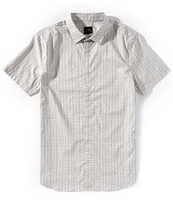 Armani Exchange Slim Fit Circle AX Logo Stretch Short Sleeve Woven Shirt