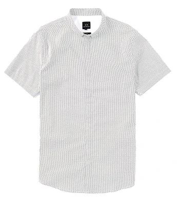 Armani Exchange Slim Fit Printed Poplin Short Sleeve Woven Shirt