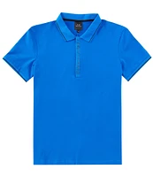 Armani Exchange Slim Fit Zipper Logo Short Sleeve Polo Shirt