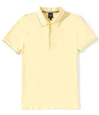 Armani Exchange Slim Fit Zipper Logo Short Sleeve Polo Shirt